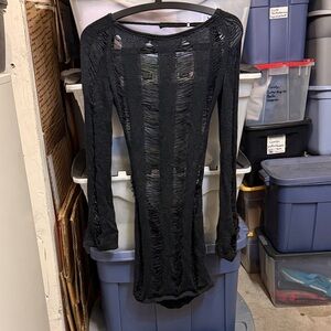 Black Distressed Jaded LDN Long Sleeve Dress